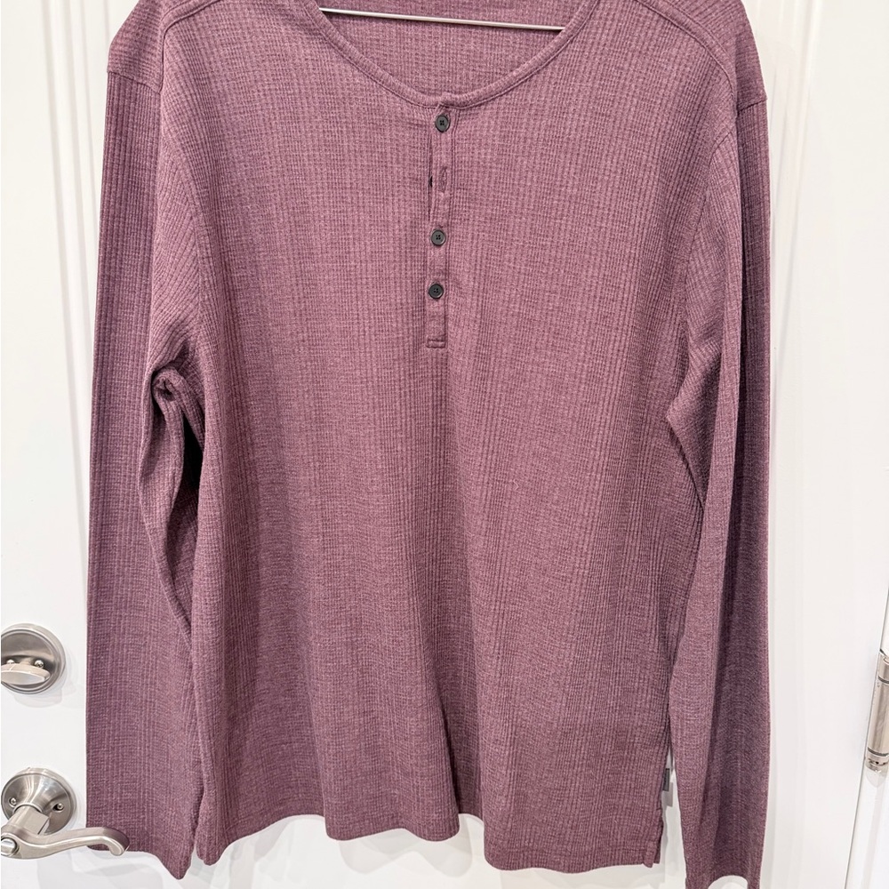 John Varvatos Burgundy Ribbed Henley